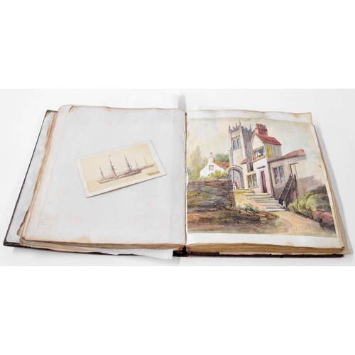 663 - English school (19th century) - An interesting album of pencil and watercolour studies of various su... 