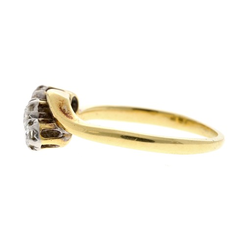 99 - 18ct yellow gold twist design three stone diamond ring, round brilliant-cuts, 0.50ct approx in total... 