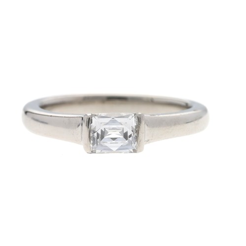 249 - Fine quality Boodles platinum solitaire diamond ring, emerald-cut, 0.67ct, clarity VVS, signed, no. ... 