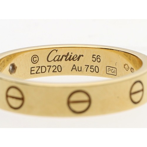 247 - Cartier Love Wedding Band 18ct and diamond set  ring, signed, Cartier 56, no. EZD720, width 4mm, 5gm... 