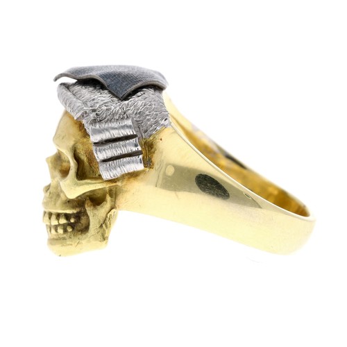 77 - Theo Fennel 18ct 'lawyer skull' design ring, London 2010, signed 'FENNELL', 29.2gm, width 22mm, ring... 