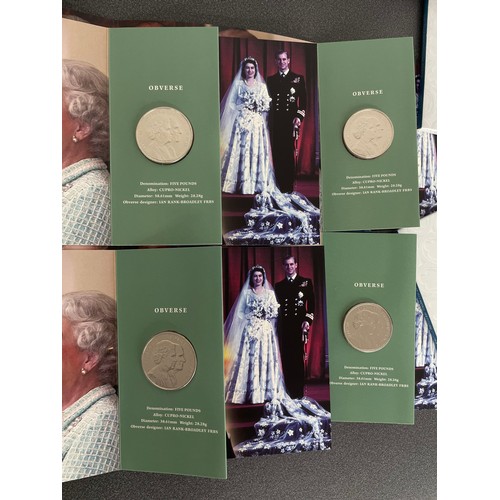 187 - Royal Mint - four 2007 Diamond Wedding Crown Five Pound proof coins, celebrating the 60th Wedding An... 