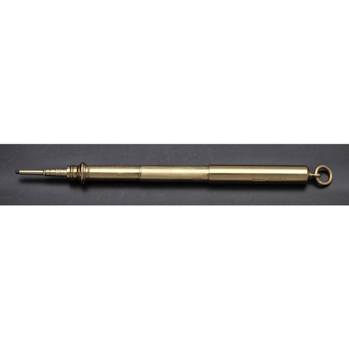 188 - 9ct yellow gold propelling pencil, London 1926, inscribed 'L.F-H', maker G & S Co Ld (probably G... 