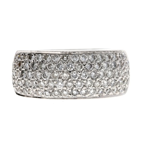 207 - Impressive platinum pavé diamond band dress ring, round brilliant-cut, estimated 1.40ct approx in to... 