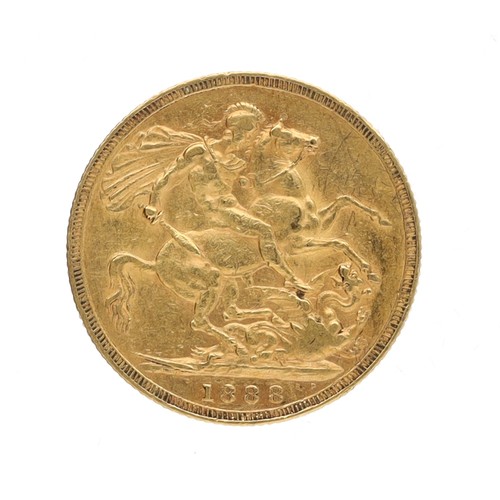 237 - Victorian 1888 full sovereign coin, 8gm; with box