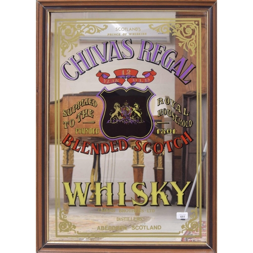 651 - Chivas Regal whisky advertising mirror, framed, 25