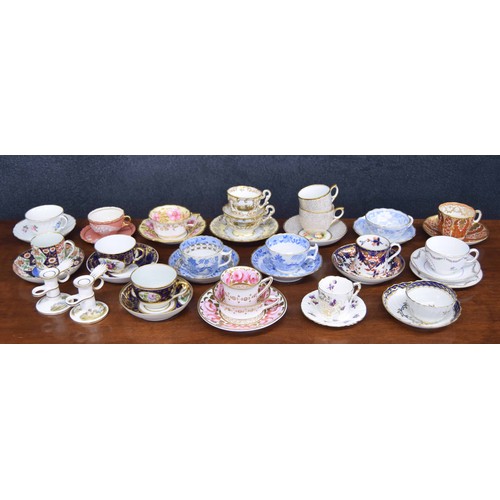 624 - Group of seventeen 19th century English porcelain tea cups and saucers and trios; including Copeland... 