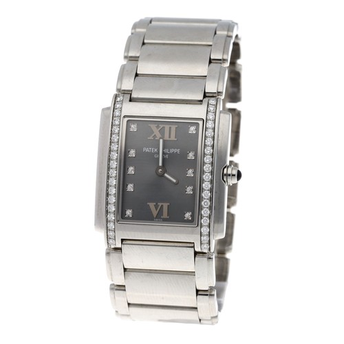 8 - Patek Philippe Twenty-4 stainless steel lady's wristwatch, reference no. 4910/1200A-010, grey sunbur... 