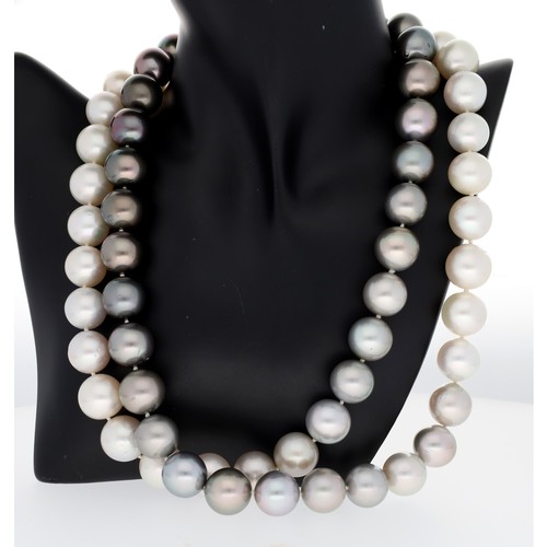 297 - Fine and Impressive graduated South Sea pearl necklace, the pearls 15mm-16mm, white metal clasp, 351... 