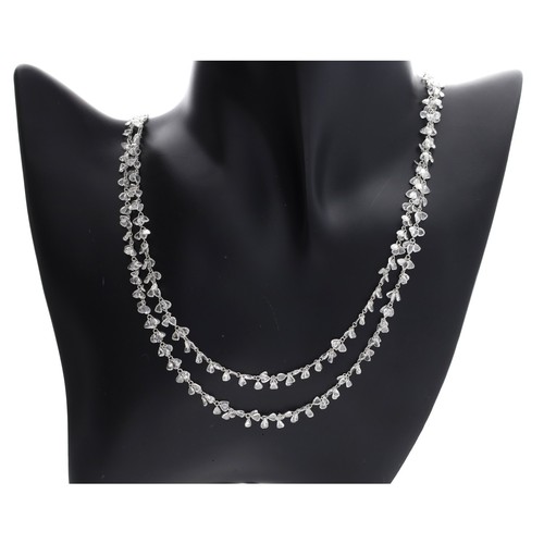 326 - Very fine 18ct white gold rose-cut diamond necklace, 35.40ct approx, 12gm, 39