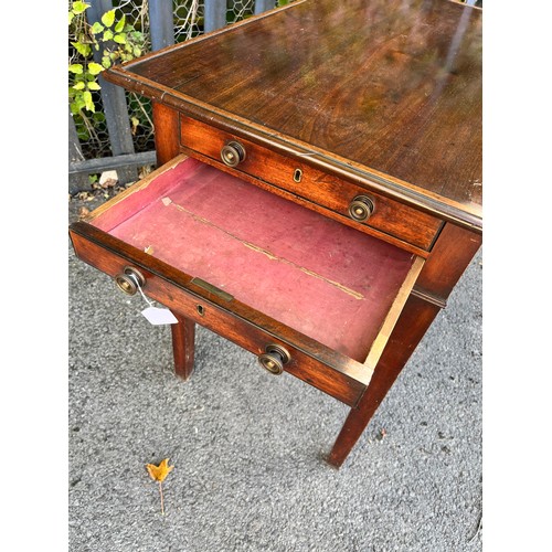 1747 - 19th century mahogany rectangular silver/side table, the moulded top over two shallow frieze end dra... 