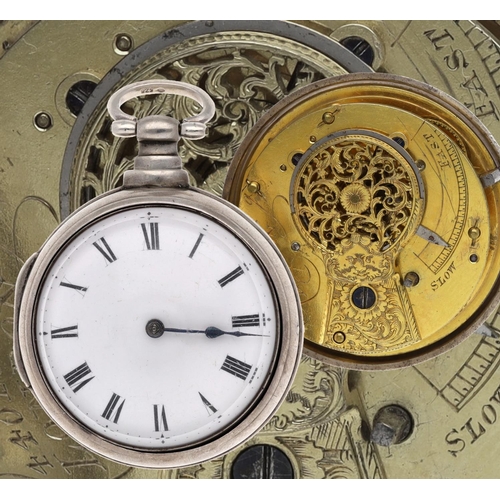 1 - George IV silver pair cased verge pocket watch, London 1827, the fusee movement initialled, London, ... 