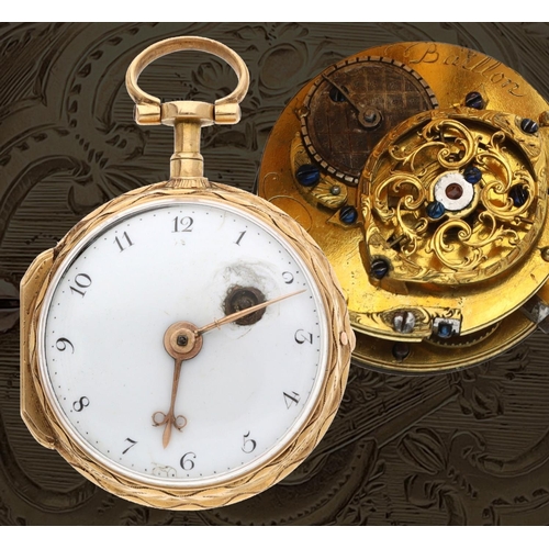 20 - Baillon, Paris - French late 18th century small gold verge small pocket watch, the fusee movement si... 