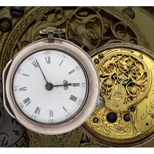 23 - Robt Bridges, London - George III silver verge pair cased pocket watch, London 1781, signed fusee mo... 