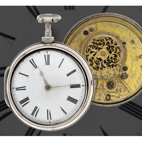 36 - Thos. Johnson, London - early 19th century silver pair cased verge pocket watch, London 1810, signed... 