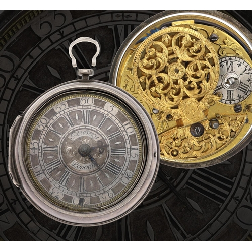 40 - Danial Aubery, London - English 18th century silver verge pocket watch, the fusee movement signed Da... 