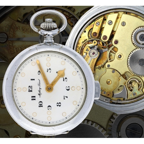 46 - Mathey-Tissot Braille dial minute repeating chrome cased lever pocket watch, the movement, no. 6315 ... 