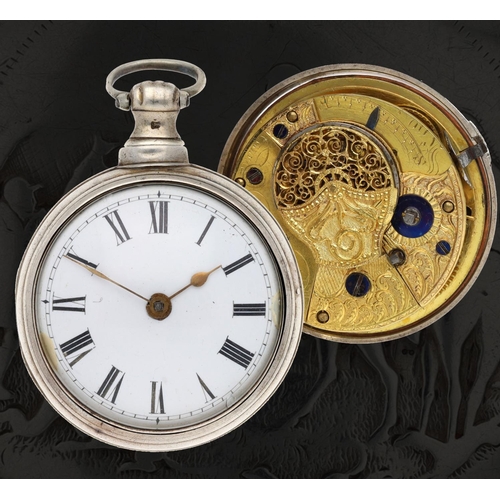 67 - T. Warwick, Birmingham - 19th century silver pair cased verge pocket watch, Birmingham 1815, signed ... 