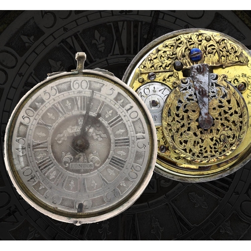 68 - Massy, London - English early 18th century silver verge pocket watch, the fusee movement signed Mass... 