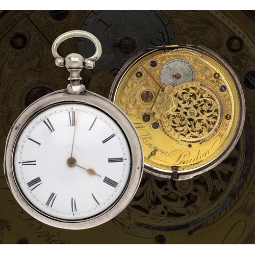 69 - W. Brown, London - Early 19th century silver pair cased verge pocket watch, signed fusee movement, n... 