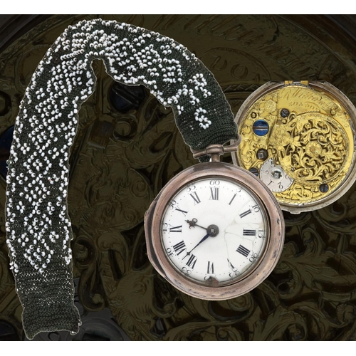 75 - R. Williamson, London - English mid-18th century silver pair cased verge pocket watch, signed fusee ... 