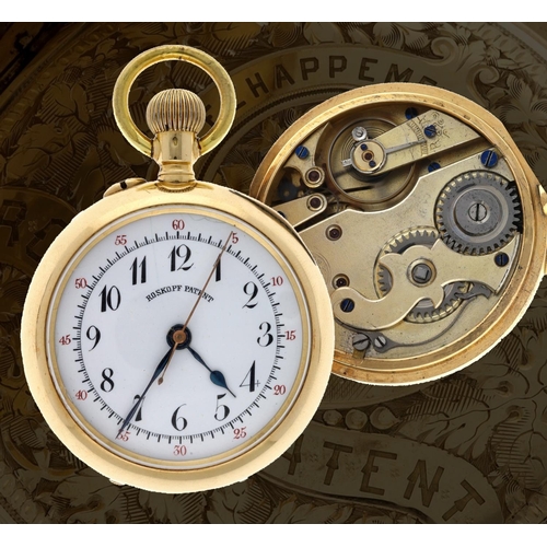 79 - Roskopf Patent Centre Seconds 18ct lever pocket watch, the three quarter plate movement stamped 'Ros... 