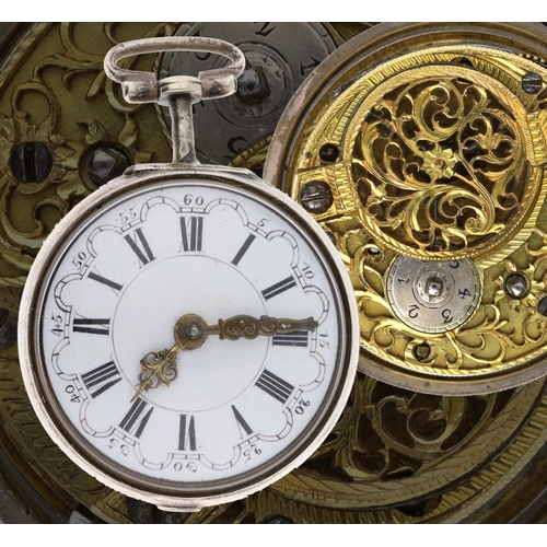 96 - Leekey, London - George III silver verge pocket watch, signed fusee movement, no. 26320, with pierce... 