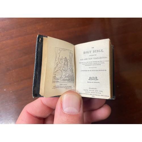 549 - Late 19th century miniature bible, printed by David Bryce & Son, Glasgow 1896, bound in tooled b... 