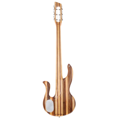 16 - Chris Cross (Ultravox) - WishBass six string fretless bass guitar, made in USA; Body: rainbow wood e... 