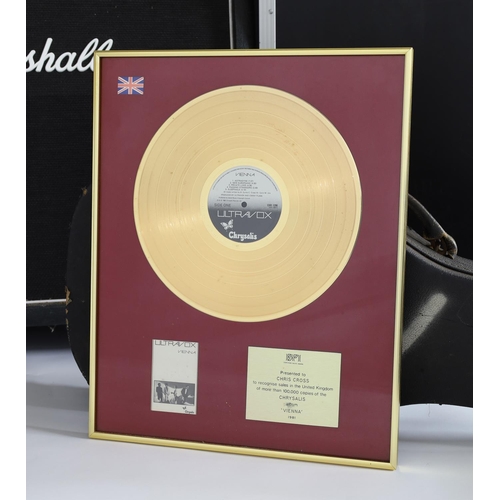 78 - Chris Cross (Ultravox) - official BPI Certified Sales Award gold disc presented to Chris Cross to re... 