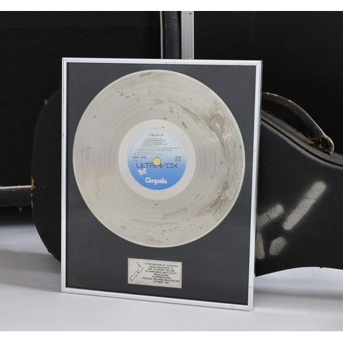 80 - Chris Cross (Ultravox) - official New Zealand Sales Award presented to Chris Cross in recognition of... 