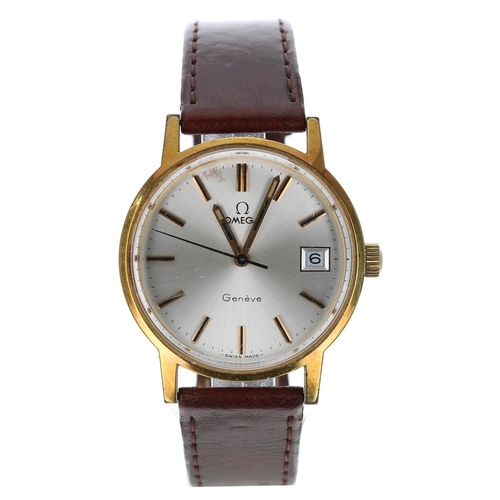 503 - Omega Genéve gold plated and stainless steel gentleman's wristwatch, circular silvered dial with app... 