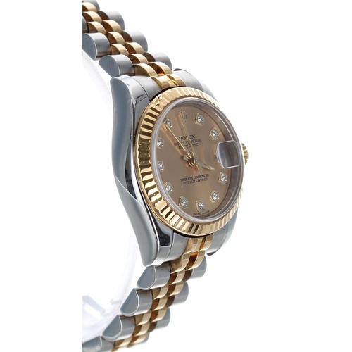 561 - Rolex Oyster Perpetual Datejust gold and stainless steel lady's wristwatch, reference no. 179173, se... 