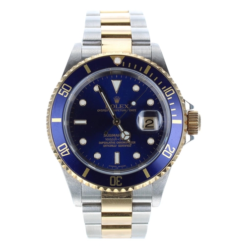 560 - Rolex Oyster Perpetual Date Submariner stainless steel and gold gentleman's wristwatch, reference no... 