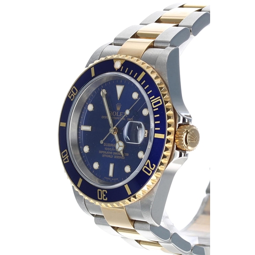 560 - Rolex Oyster Perpetual Date Submariner stainless steel and gold gentleman's wristwatch, reference no... 