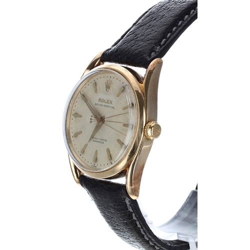 559 - Rare Rolex Oyster Perpetual 'Bombay' 14ct Officially Certified Chronometer gentleman's wristwatch, r... 