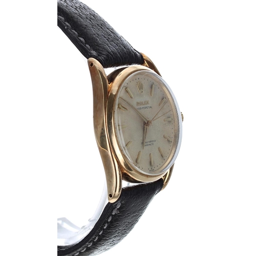 559 - Rare Rolex Oyster Perpetual 'Bombay' 14ct Officially Certified Chronometer gentleman's wristwatch, r... 