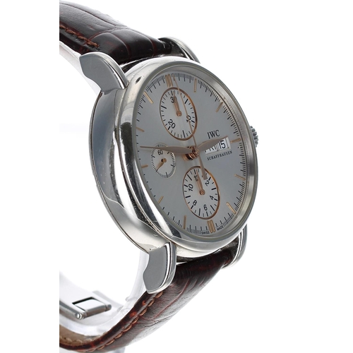 589 - IWC (International Watch Co.) Shaffhausen Portofino automatic chronograph stainless steel gentleman'... 