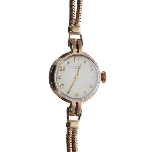 590 - IWC (International Watch Co.) 9ct lady's wristwatch, Birmingham 1951, Dennison case, no. 77712 42882... 