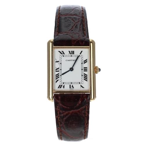 591 - Cartier Tank Louis 18ct gentleman's wristwatch, reference no. 88105, case no. 210xxx, circa 1990, th... 