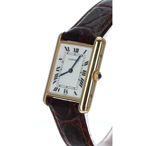 591 - Cartier Tank Louis 18ct gentleman's wristwatch, reference no. 88105, case no. 210xxx, circa 1990, th... 