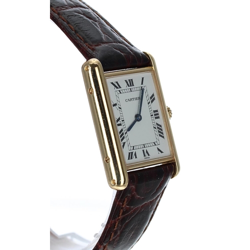 591 - Cartier Tank Louis 18ct gentleman's wristwatch, reference no. 88105, case no. 210xxx, circa 1990, th... 