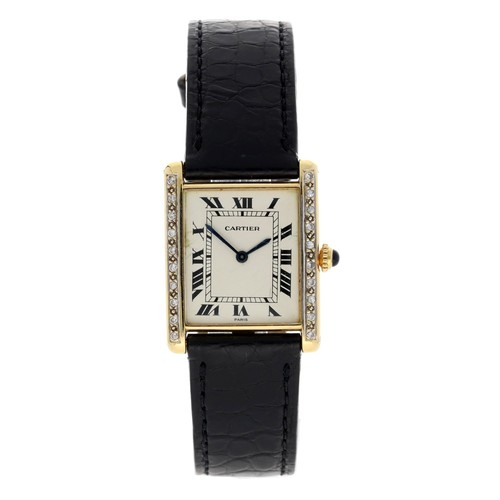 593 - Cartier, Paris Tank Louis 'Extra Plate' 18ct wristwatch, reference no. 96019, serial no. 19xx, silve... 