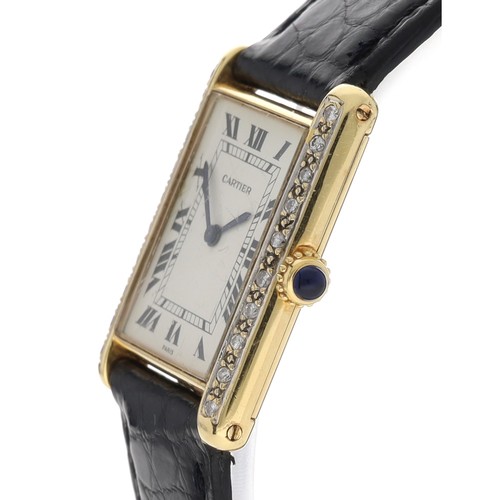 593 - Cartier, Paris Tank Louis 'Extra Plate' 18ct wristwatch, reference no. 96019, serial no. 19xx, silve... 