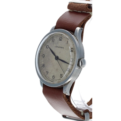 606 - Rare Longines 1940s 'over-sized' stainless steel gentleman's wristwatch, reference no. 4358, serial ... 