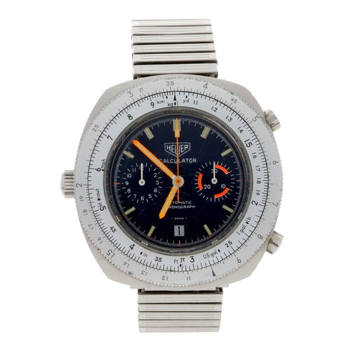 637 - Rare Heuer Calculator Chronograph automatic stainless steel gentleman's wristwatch, reference no. 11... 