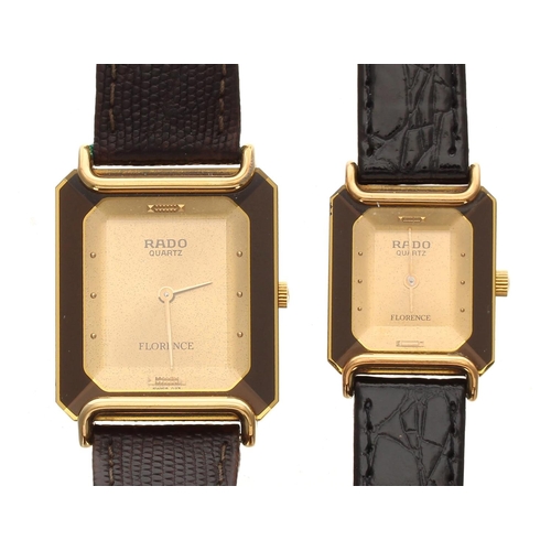 671 - Rado Florence Quartz gentleman's wristwatch, reference no. 153.3455.2, champagne dial, Rado leather ... 