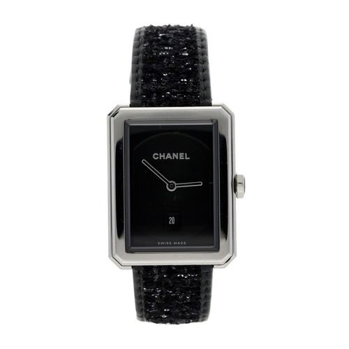 673 - Chanel Boy.Friend rectangular stainless steel lady's wristwatch, serial no. N.Q.F. 90xxx, rectangula... 