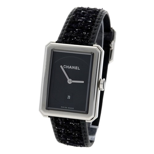 673 - Chanel Boy.Friend rectangular stainless steel lady's wristwatch, serial no. N.Q.F. 90xxx, rectangula... 