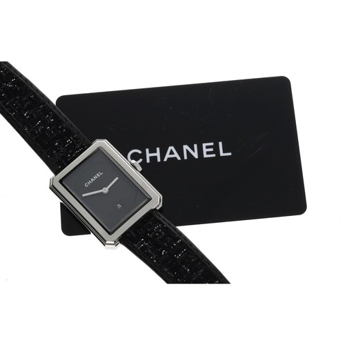 673 - Chanel Boy.Friend rectangular stainless steel lady's wristwatch, serial no. N.Q.F. 90xxx, rectangula... 